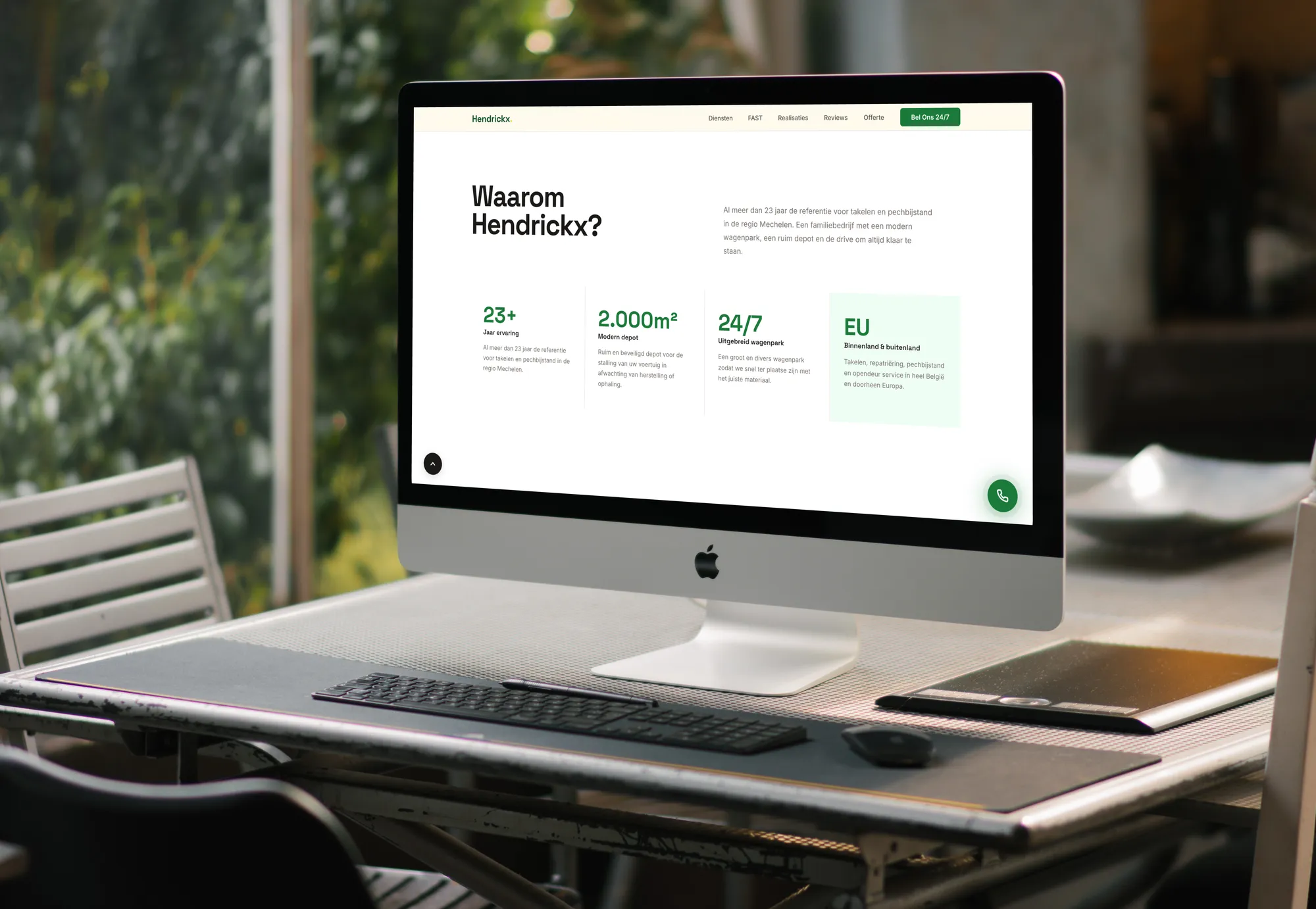 Takeldienst Hendrickx website overzicht